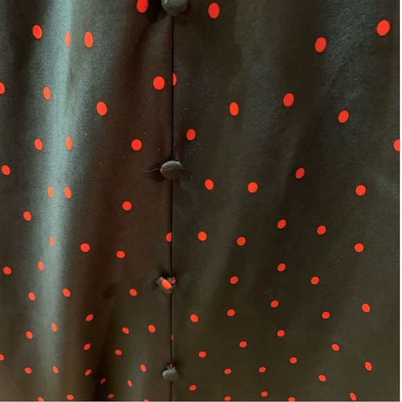 ASOS polka dot Womens 8 Satin Tie Front Midi Dress Button Detail Navy - Picture 7 of 11